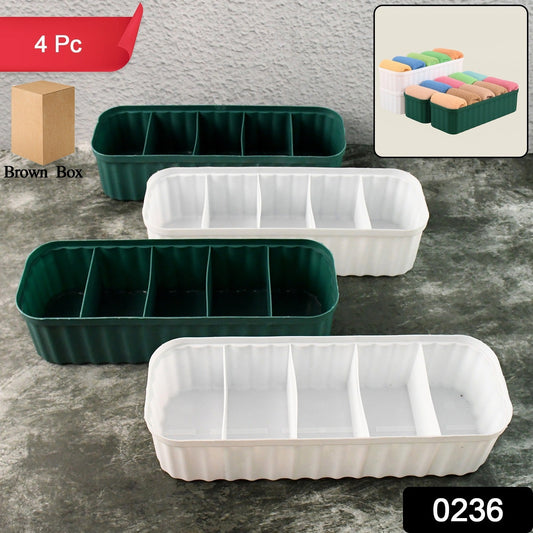 5 Compartments Socks / Handkerchief / Underwear Storage Boxes (pack of 4) Signature Kart