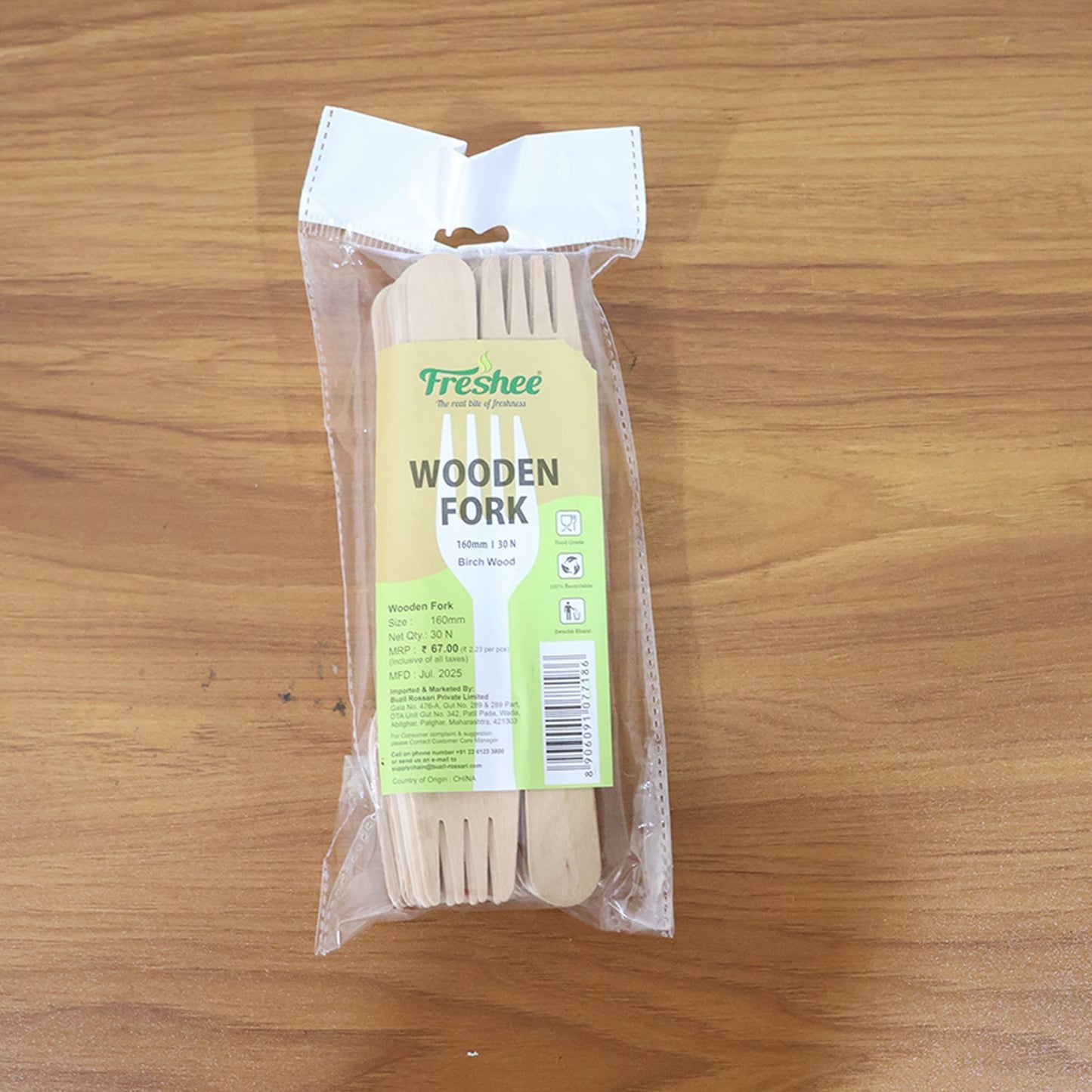 Freshee 160mm Wooden Fork – 30 Pcs Pack signaturekarts