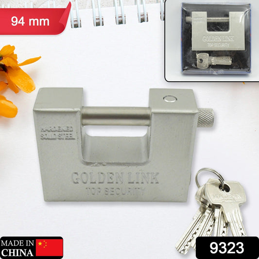 94mm Stainless Steel Padlock: Rectangular, Hardened Steel, 5 Keys signaturekarts