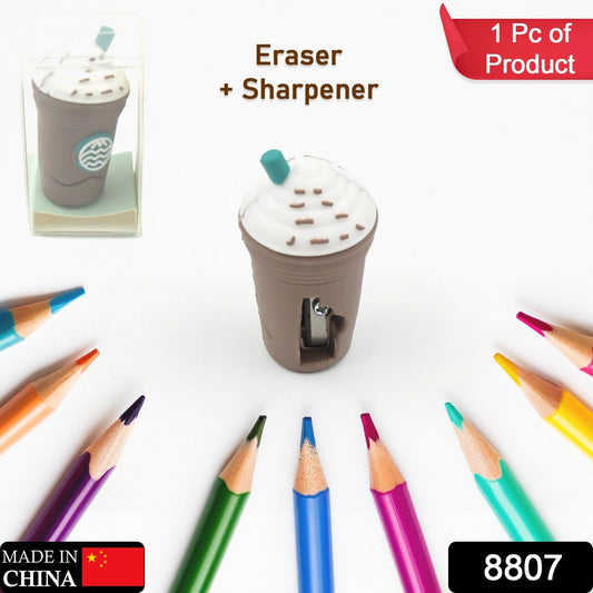 2In1 3D Cute Coffee Or Ice cream Shape sharpner Like Rotary Manual Pencil Sharpener for Kids Ice Cream Style Office School Supplies, Back to School Gift for Students,Kids Educational Stationary kit, B'Day Return Gift (1 Pc) signaturekarts