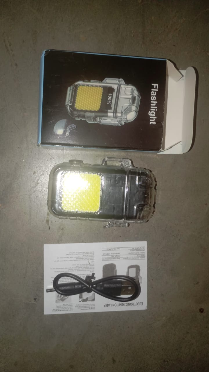 USB Rechargeable Electric Lighter & 3 Modes COB Flashlight (1 Pc) Signaturekarts