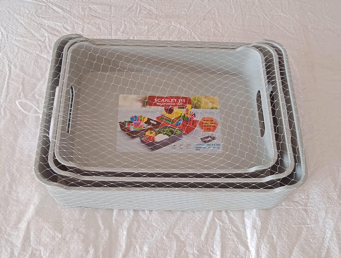 Multipurpose Organising & Storage Plastic Tray, Fruit & Vegetable/ Multi Purpose Tray, Organizer for Kitchen, Countertop, Cabinet, Bathroom Plastic Storage Basket For Store Fruits, Vegetables, Magazines, Cosmetics, Stationary Set of 3 signaturekarts