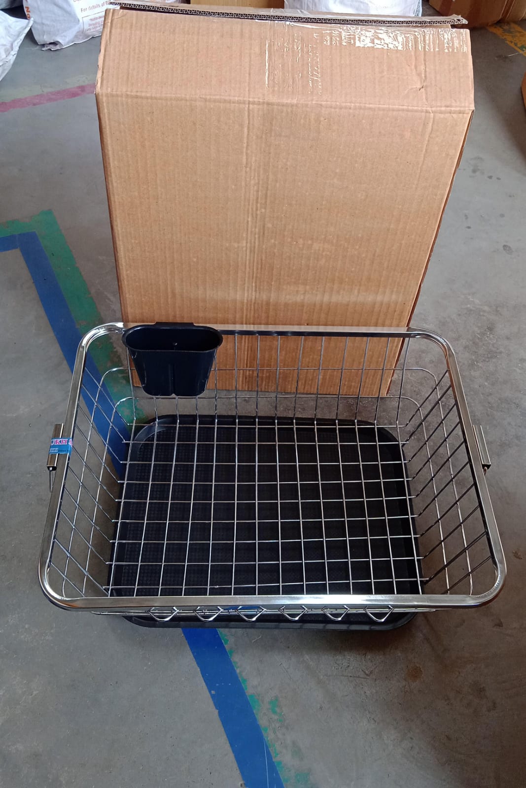 Dish Drainer Rack With Drip Tray Stainless Steel Dish Drainer Rack with Drip Tray, Utensil Drying Stand for Kitchen Plate Rack Bartan Basket for Kitchen Utensils/Dish Drying Rack with Drainer/Bartan Basket/Plate Stand ( 57 x 45 x 19 cm) signaturekarts