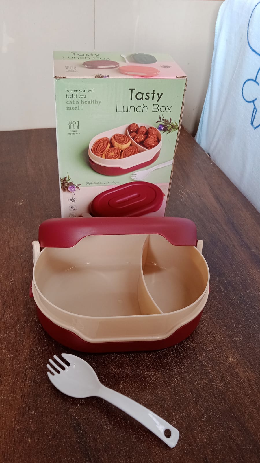 Airtight Food Grade Tiffin Box with 2 in 1 Spoon And 2 Compartment signaturekarts