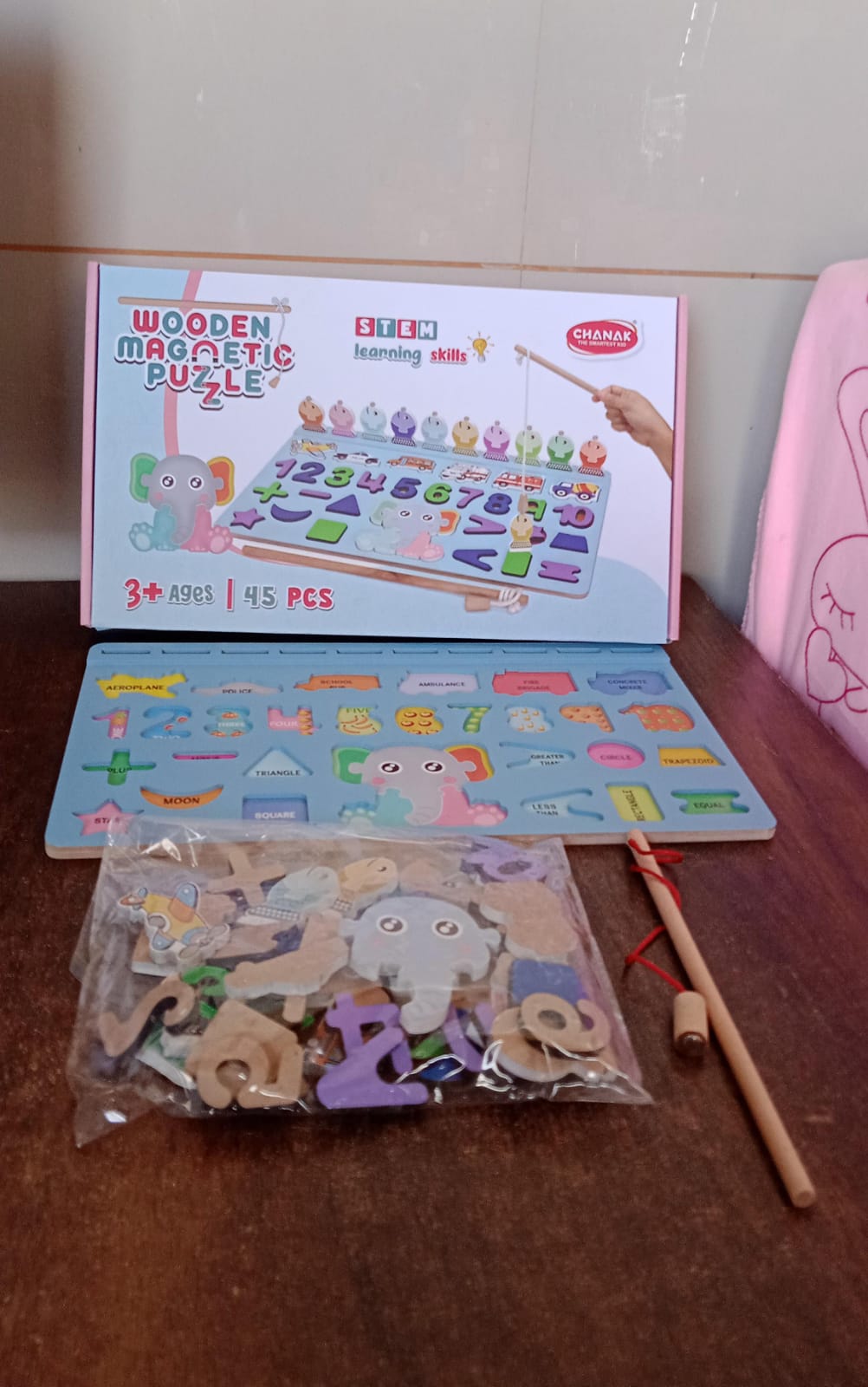 Wooden Number Puzzle Match Board and magnetic rod Signaturekarts