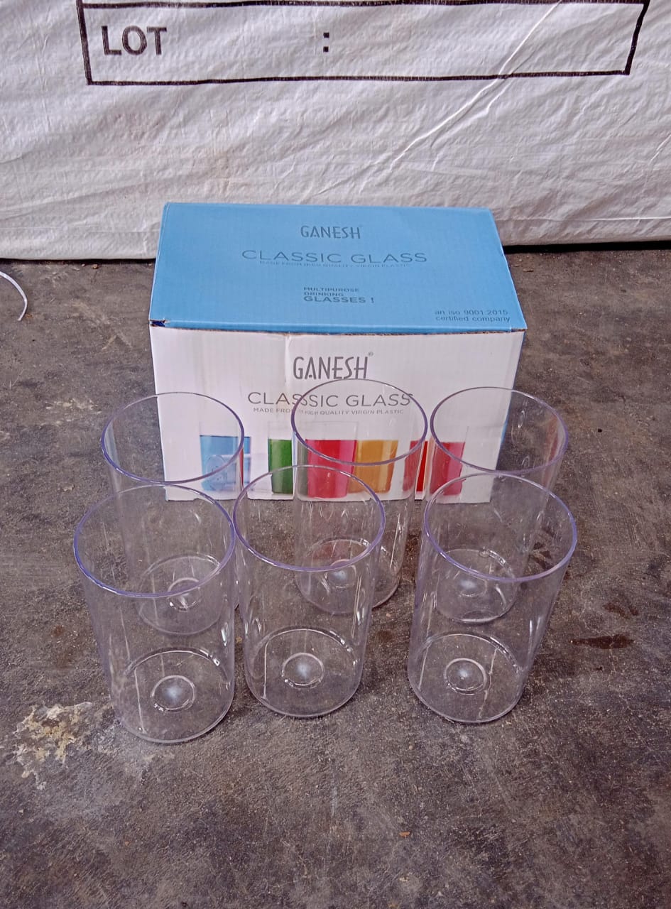 Ganesh Classic Plastic Glass Set of-6 (Each Glass 350ml) Signaturekarts