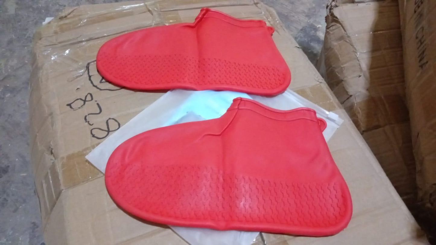 Non-Slip Silicone Waterproof Boot Shoe Cover (Medium Size / 1 Pair / Red) signaturekarts