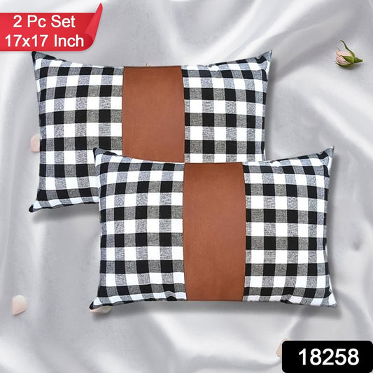 Pillow Covers, Leather & Cotton Cushion Covers (17 × 17 Inch / 1 Pair / 2 Pc) Signaturekarts