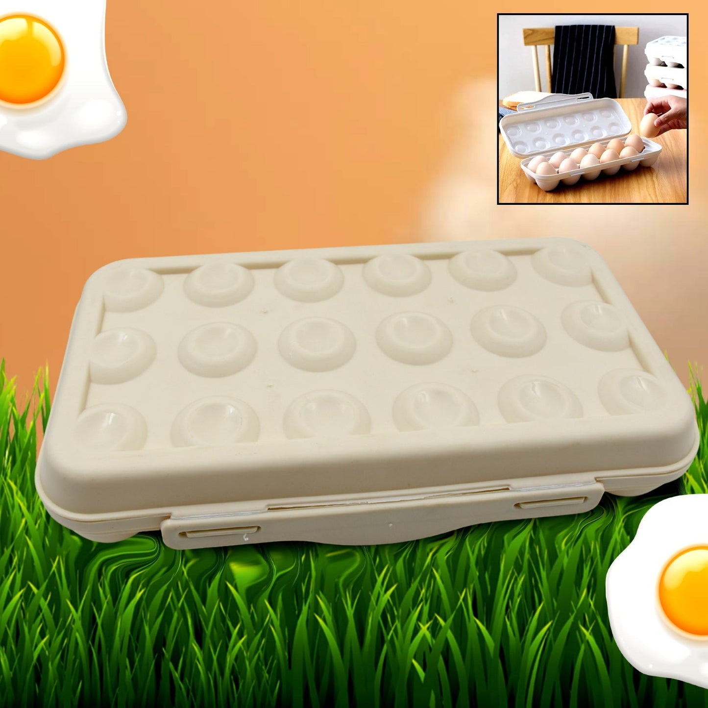 18 Grid Egg Holder Storage, Shock-Proof Egg Container with Buckle signaturekarts