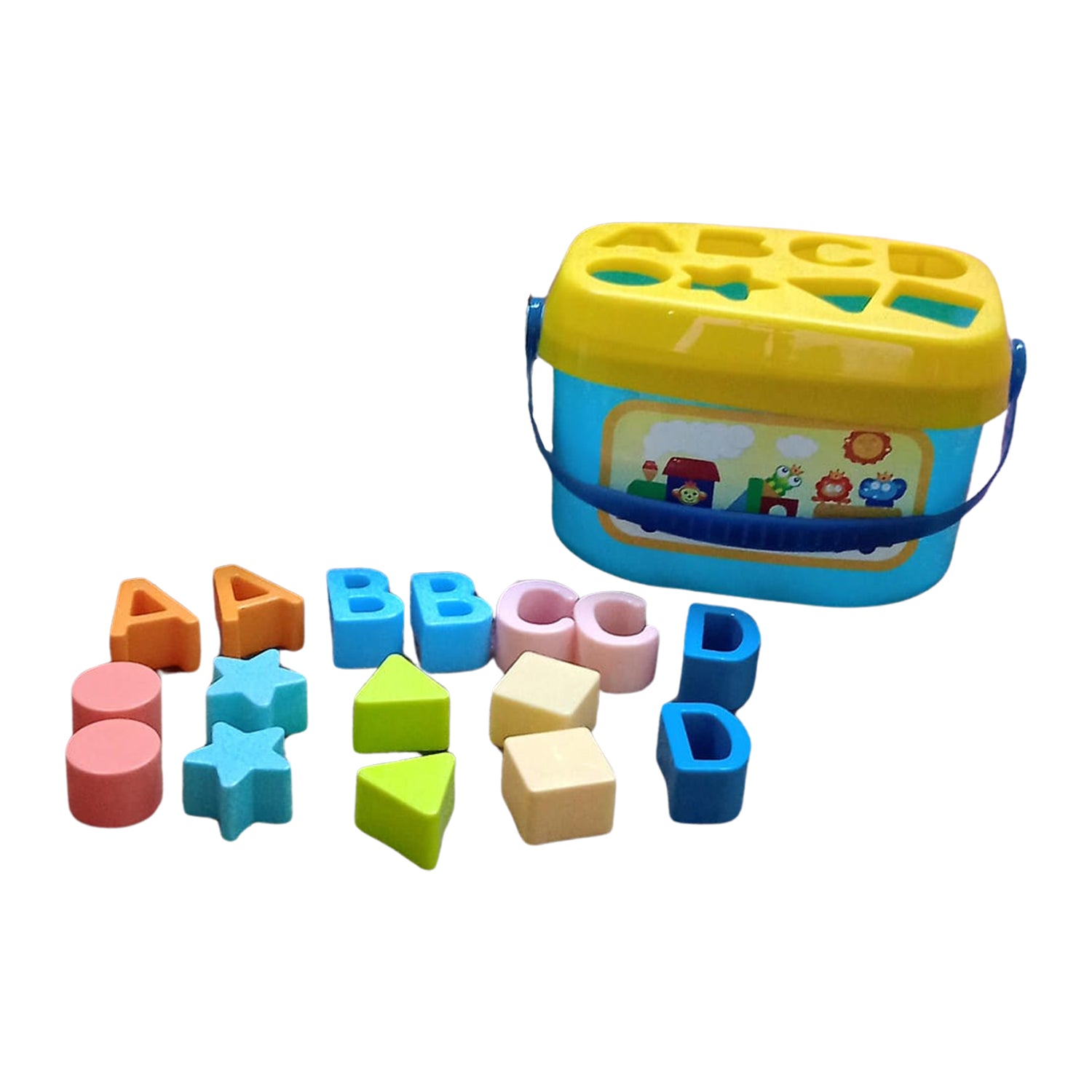 Baby First Block Set Kids Non-Toxic Abcd Geometric Shape Sorting & Stacking (1 Set) Signaturekarts