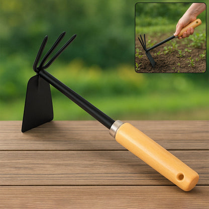2 in 1 Double Hoe Gardening Tool with Wooden Handle Signature Kart