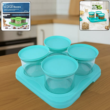 Airtight Container Jar 4 Pc Set with Tray for Kitchen signaturekarts