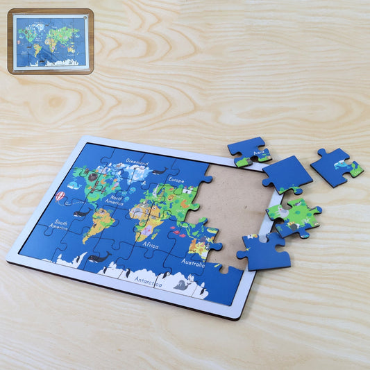 Wooden Puzzle Learning Board for Kids - (1 Pc / Mix Design / random) signaturekarts
