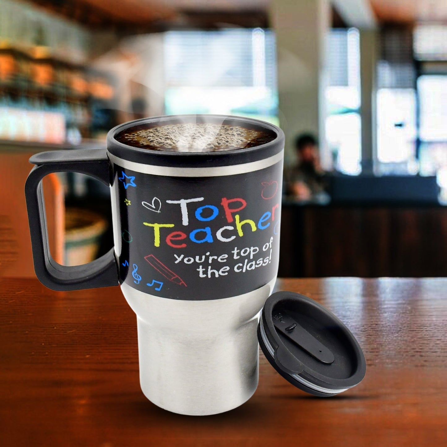 Stainless Steel Insulated Travel Mug - Double-Walled Vacuum Cup Lid & Handle, Tumbler signaturekarts