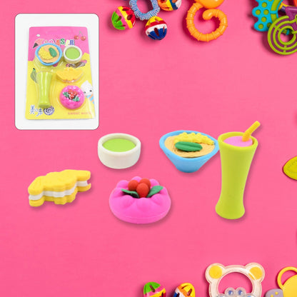 3D Mix Design Fancy & Stylish Colorful Erasers (1 Set) signaturekarts