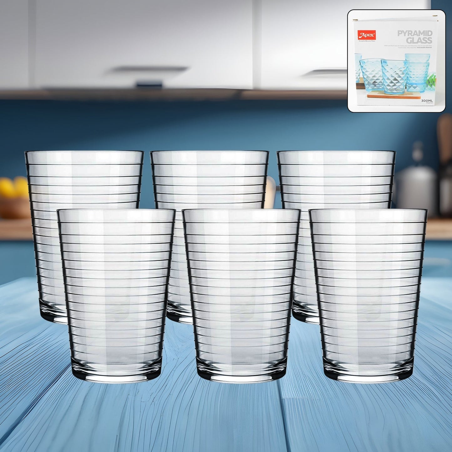 Apex Pyramid Ringo Plastic Glass – 300ml Approx | Durable, Crystal-Clear Tumbler Signature kart