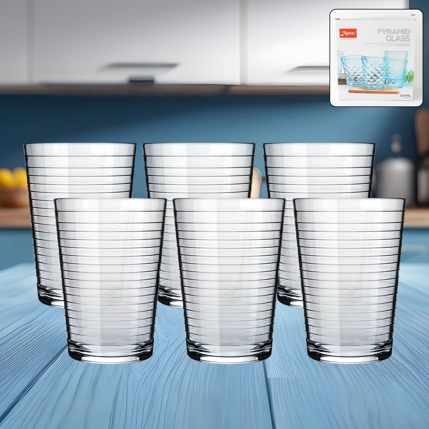 Apex Pyramid Ringo Plastic Glass – 300ml Approx | Durable, Crystal-Clear Tumbler Signature kart