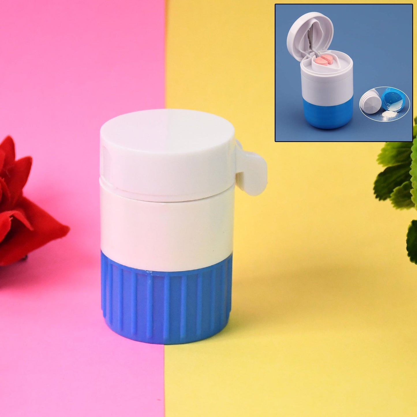 4-in-1 Medicine Cutter, Crusher, Storage Box for Pills Your Brand
