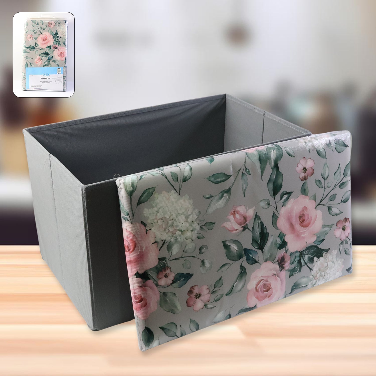 Premium Foldable Storage Box with Floral Lid (1 Pc) signaturekarts