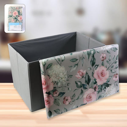 Premium Foldable Storage Box with Floral Lid (1 Pc) signaturekarts