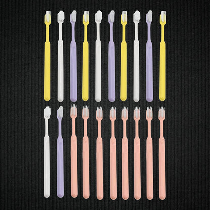 Plastic Toothbrush With Plastic Round Box (20 pcs Set) Signaturekarts