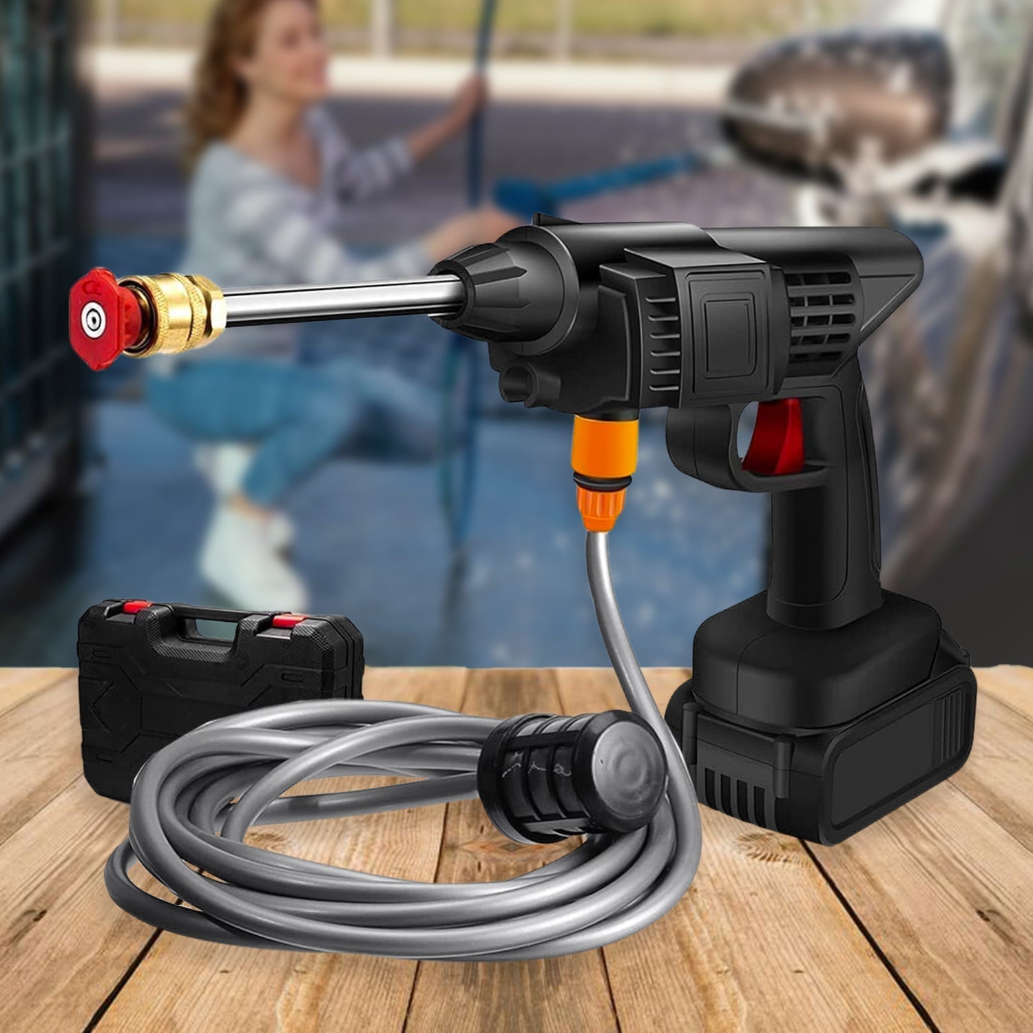 48V Portable Car Pressure Washer Kit with Rechargeable Battery signaturekarts