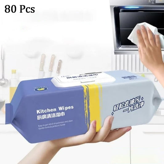 Strong Decontamination Kitchen Cleaning Wet Wipes for Grease & Glass (80 Pcs) signaturekarts
