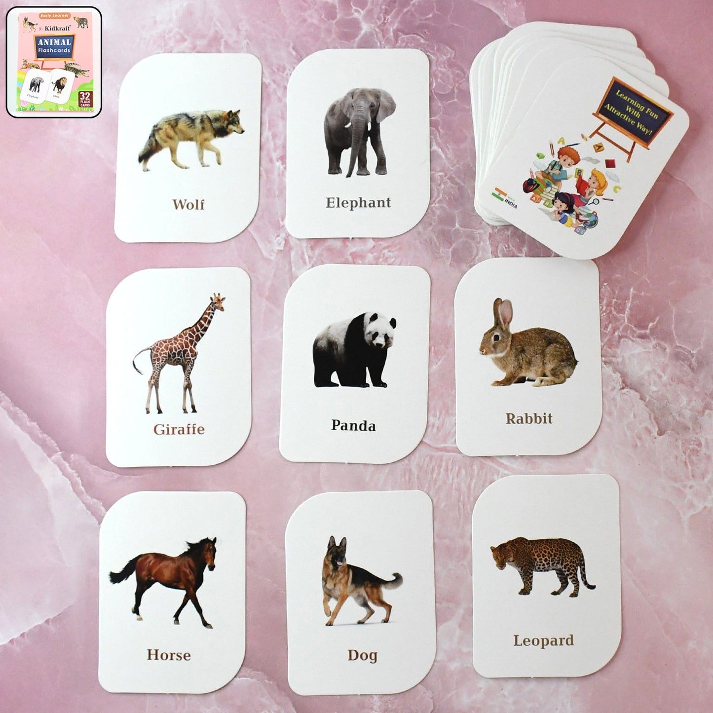 Kidkraft 32-Piece Animal Flash Cards Set Signature kart