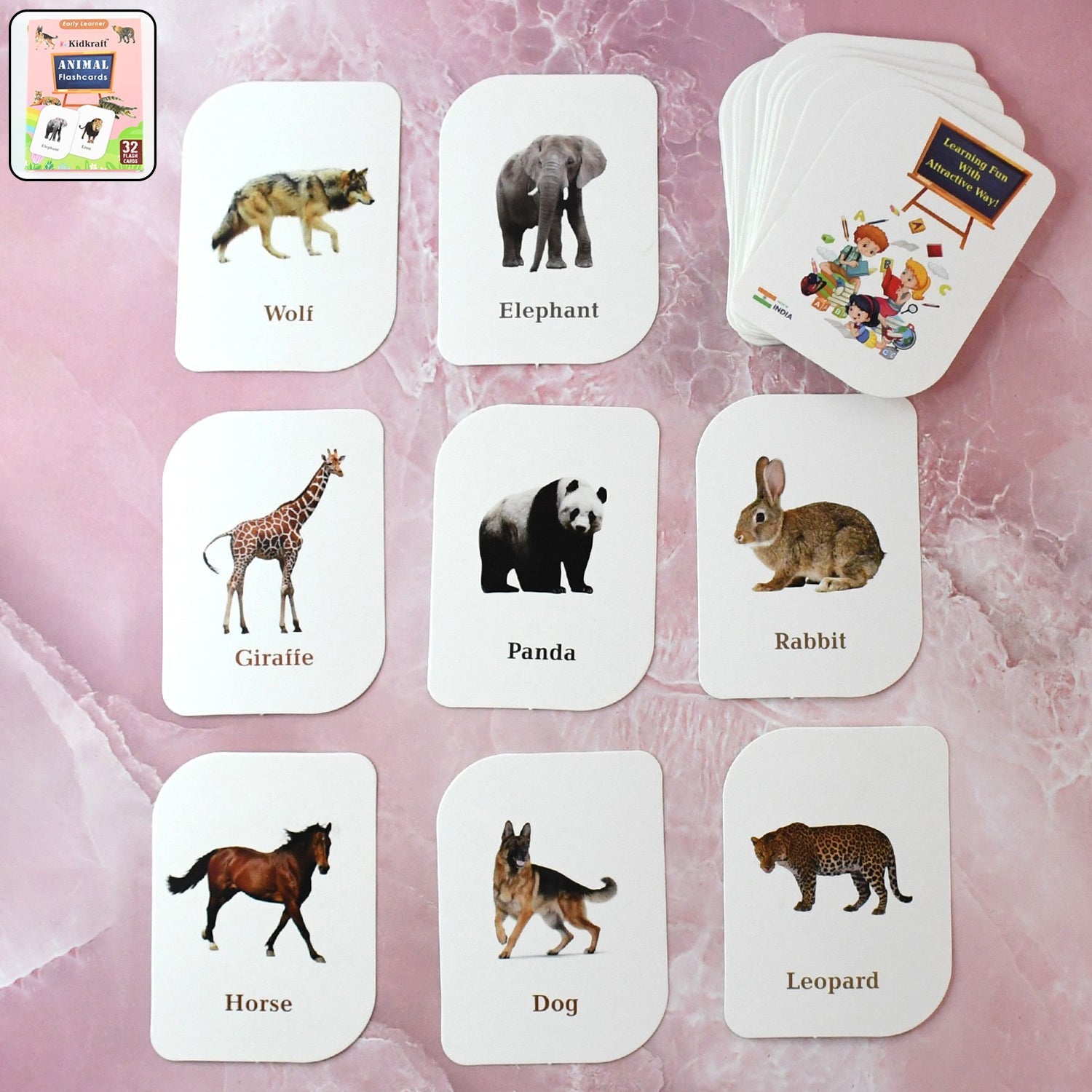 Kidkraft 32-Piece Animal Flash Cards Set Signature kart