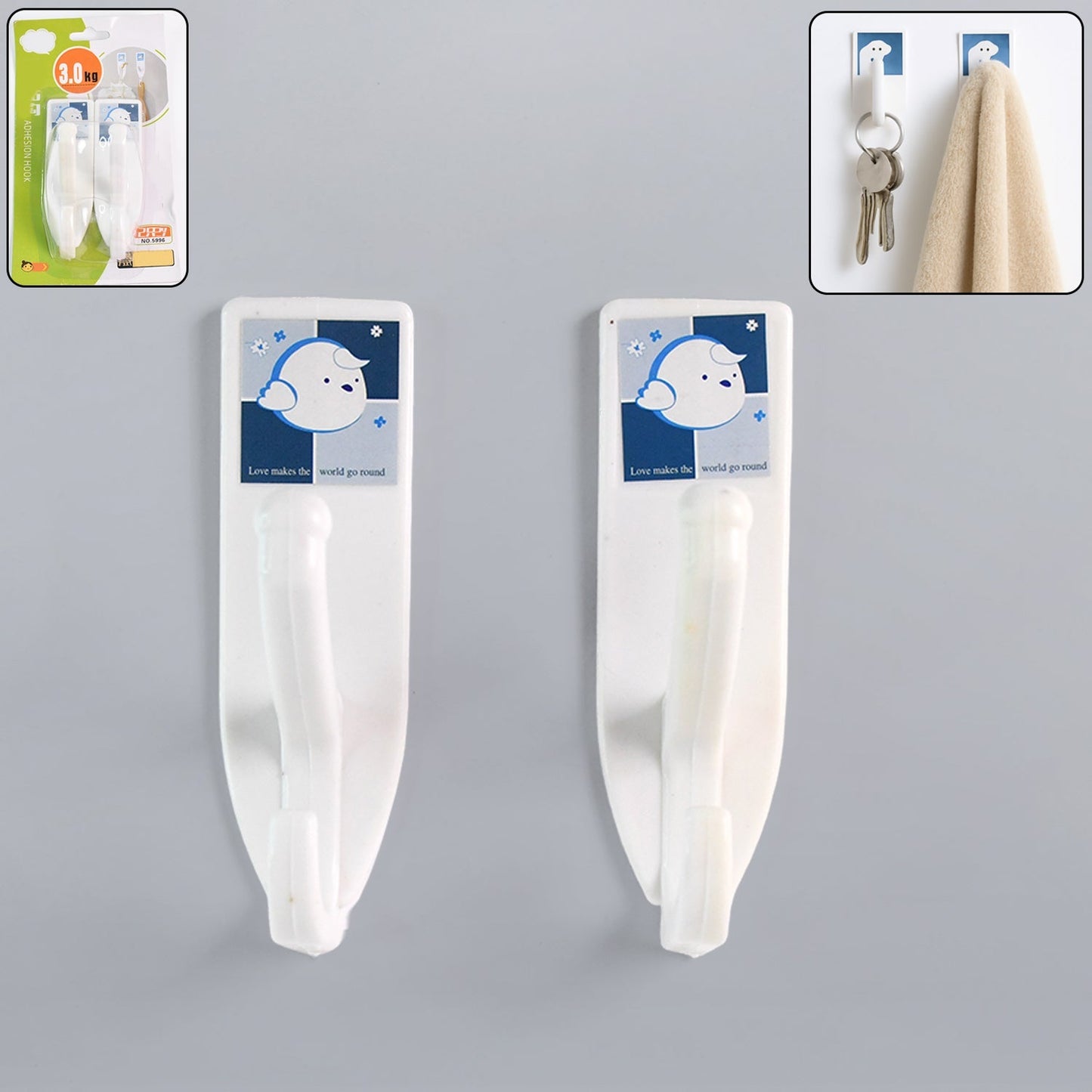 Multipurpose Wall Hooks: Strong & Self-Adhesive for Bathroom, Kitchen (Mix Desingn) signaturekarts
