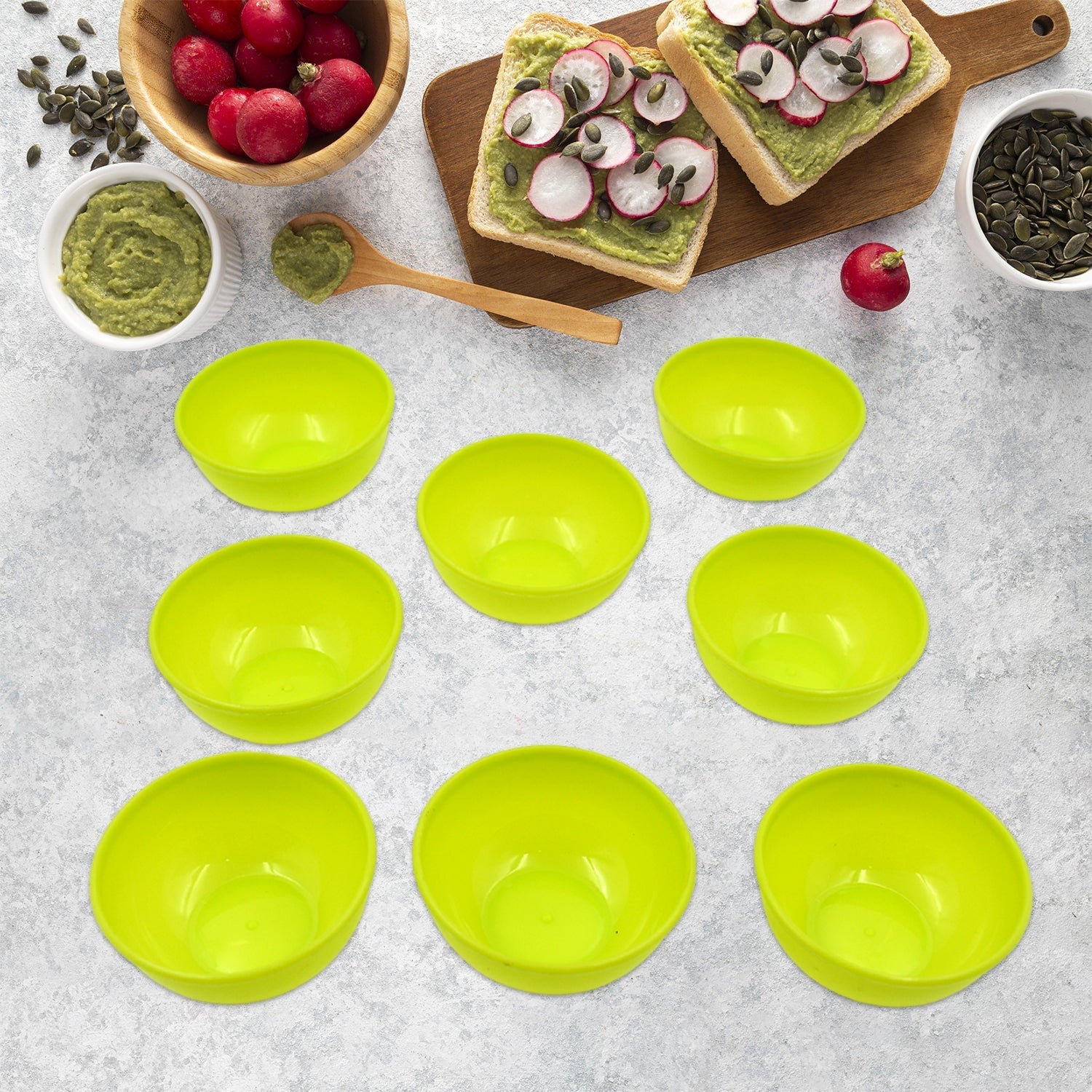 Multipurpose Small Plastic Bowl Katori Microwave Safe Bowl 8 Pcs Set signaturekarts