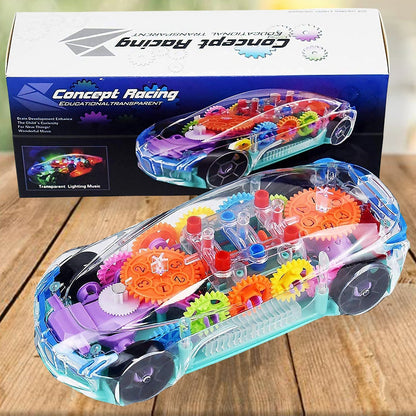 Rotating Transparent Gear Concept Car with Musical and 3D Flashing Lights Toy signaturekarts