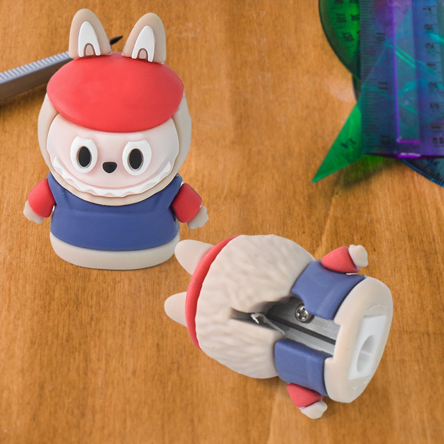 Cartoon Pencil Sharpener with Built-In Eraser – Fun Practical Stationery Signature kart