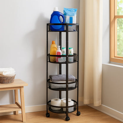 4-Layer Round Metal Folding Storage Trolley (1 Pc) signaturekarts