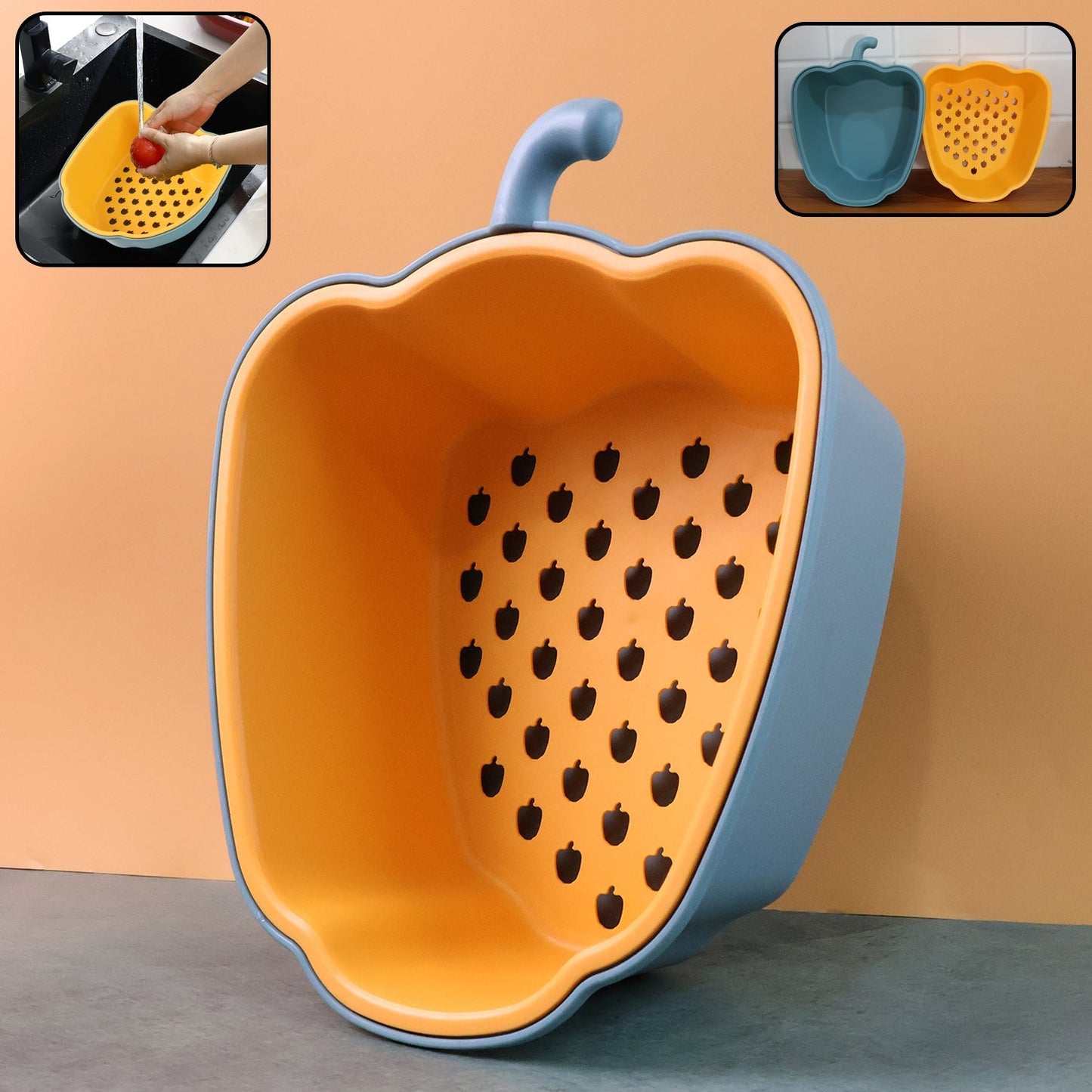 Pepper-Shape 2-in-1 Washing Bowl - (1 Pc) signaturekarts