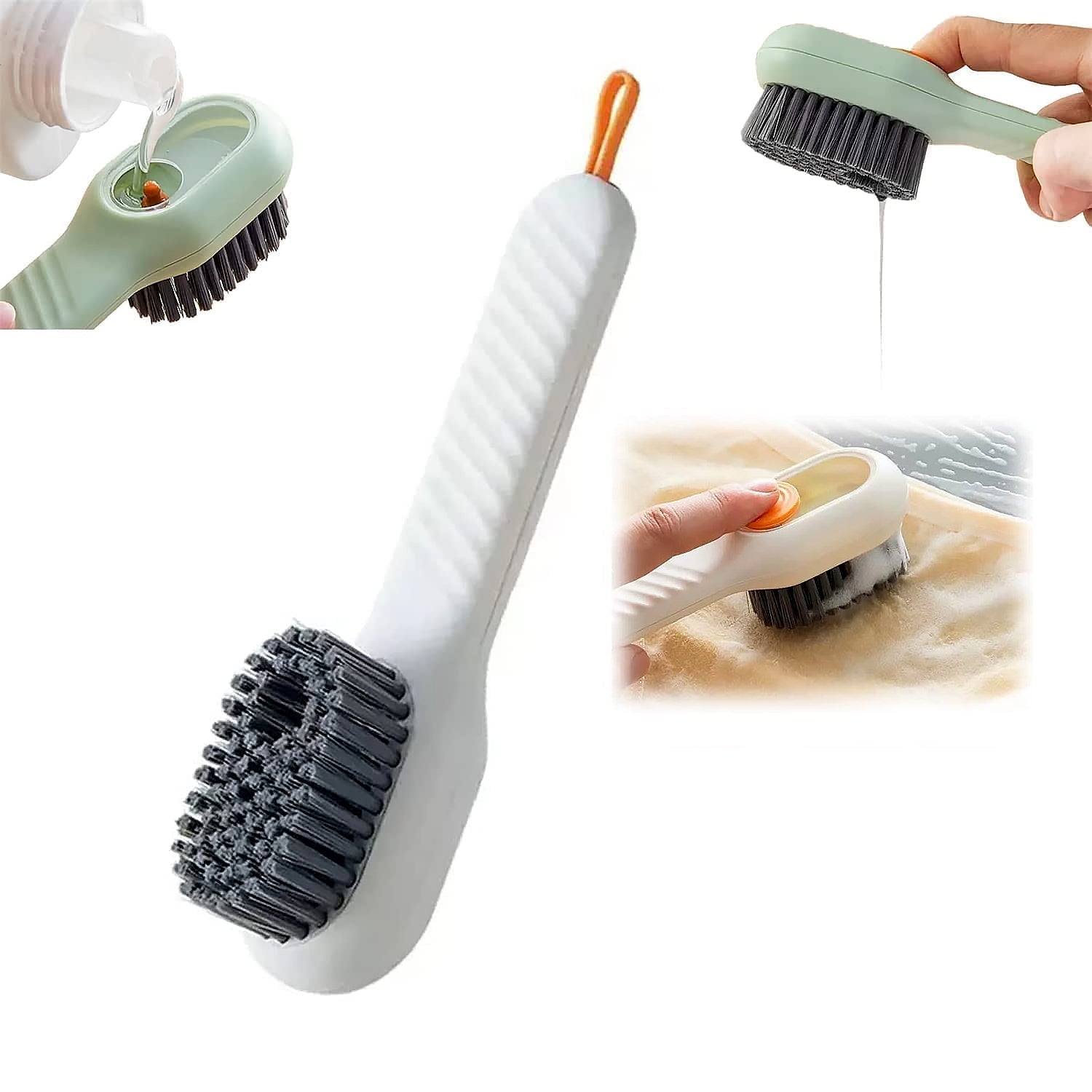 Multifunctional Scrubbing Brush with Liquid / Soap Dispenser, Cleaning Brush with Liquid / Soap Dispenser, Shoe Brush for Cleaning, Cloth Cleaning Brush with Handle Liquid Shoe Brush For Shoe Clothes (1 Pc) signaturekarts