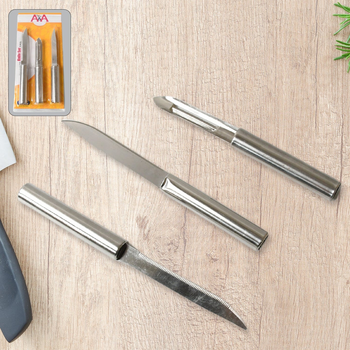 Stainless Steel Multipurpose Sharp Cutting Knife for Fruit Meat Vegetables 3 Pc signaturekarts