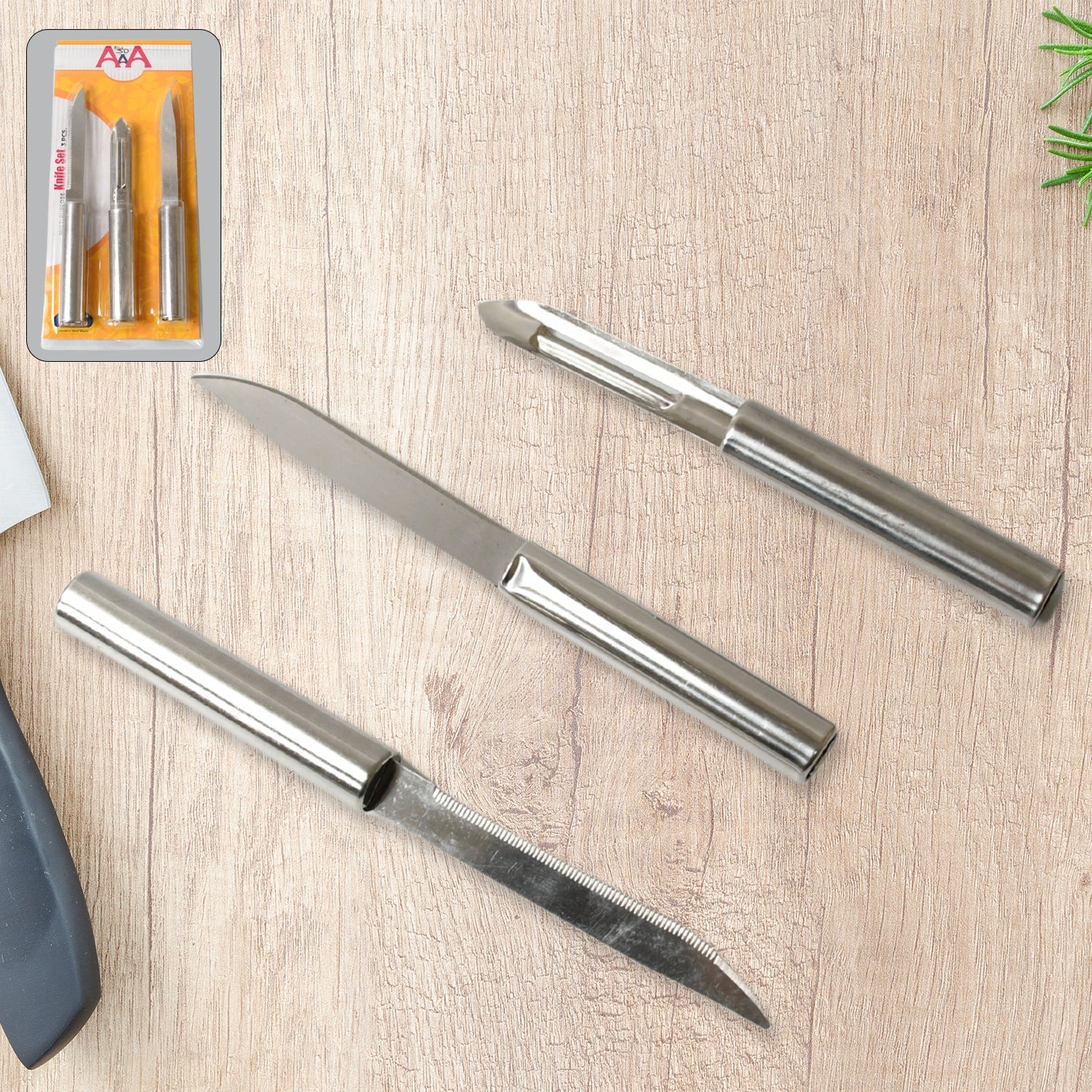 Stainless Steel Multipurpose Sharp Cutting Knife for Fruit Meat Vegetables 3 Pc signaturekarts