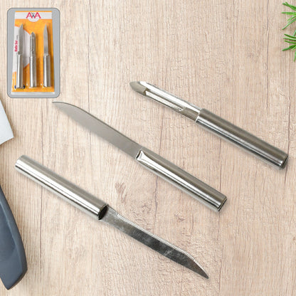 Stainless Steel Multipurpose Sharp Cutting Knife for Fruit Meat Vegetables 3 Pc signaturekarts