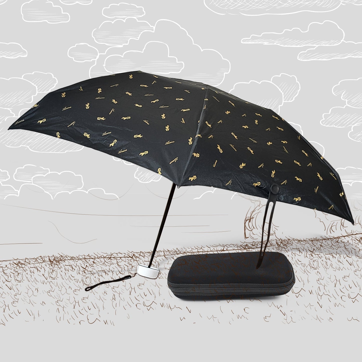 3-Fold Cute Umbrella – Sun & Rain Protection, UV Shield (1 Pc / With Zip Case) signaturekarts