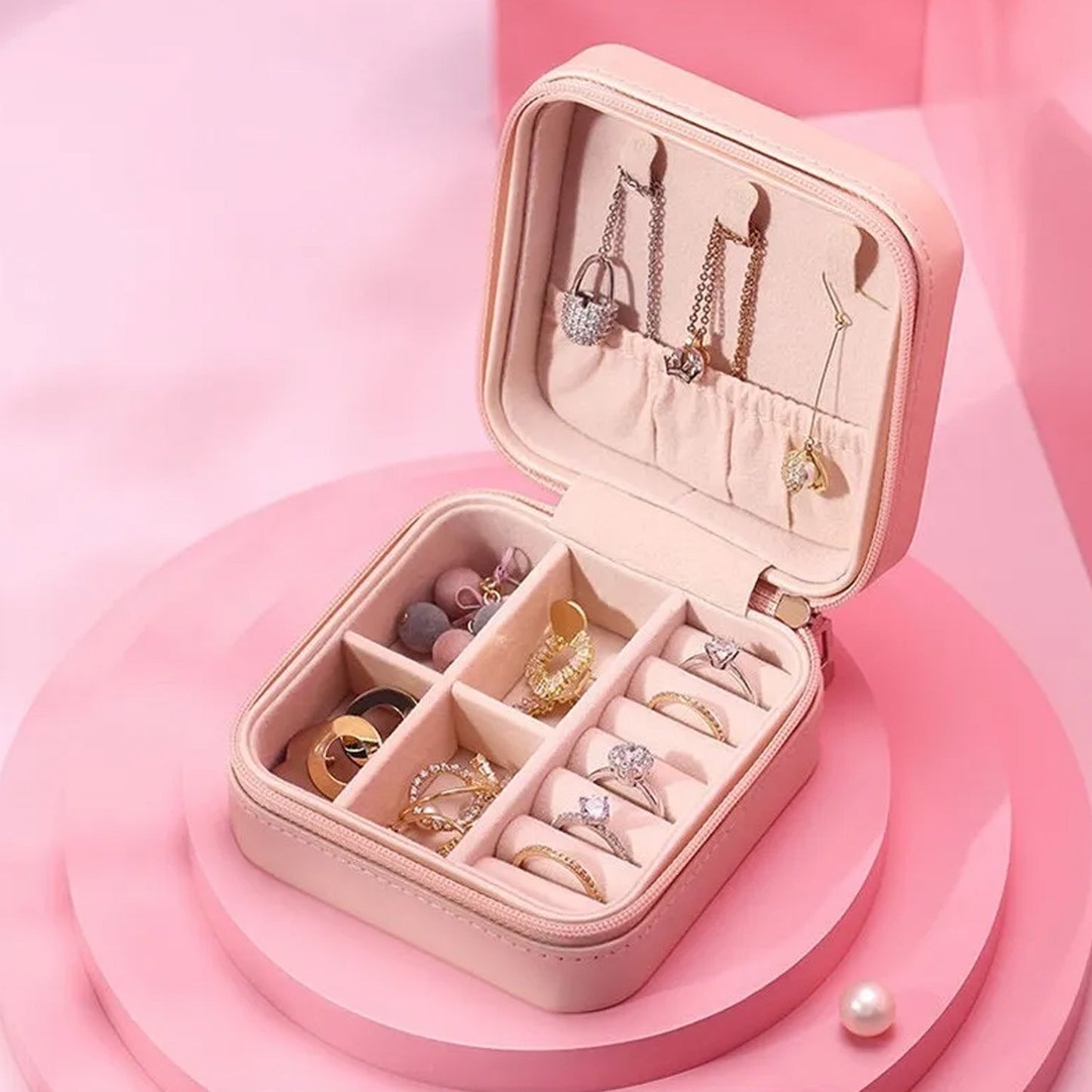 Mini PU Leather jewellery Box for Travel & Storage signaturekarts