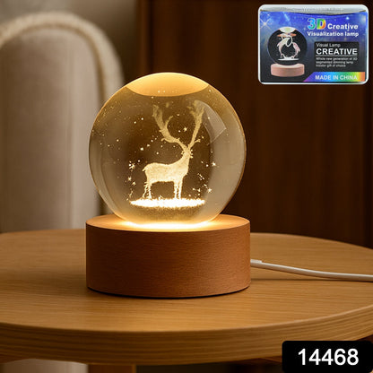 Crystal Ball Night Light Glass Ball Night Lamp with Wood Base Signature kart