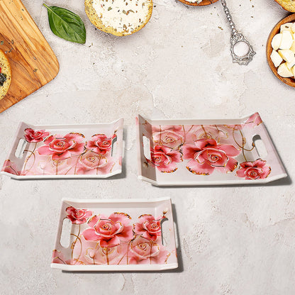 Plastic Rectangular Serving Tray Set – Printed Design Trays for Home & Kitchen signaturekarts