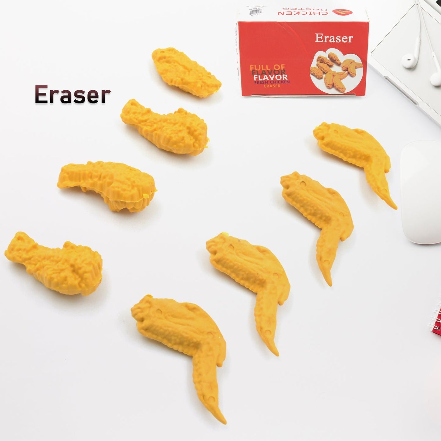 Cute Chicken Wing & Leg Erasers for Kids & Students (8 Pc Set) signaturekarts