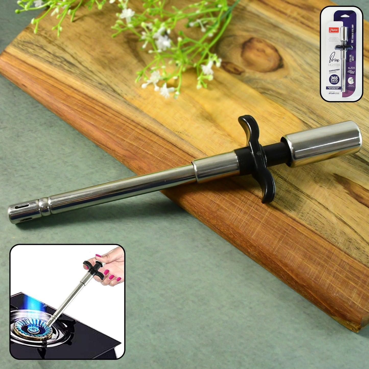 Apex Stainless Steel Kitchen Gas Stove Lighter - (1 Pc) signaturekarts