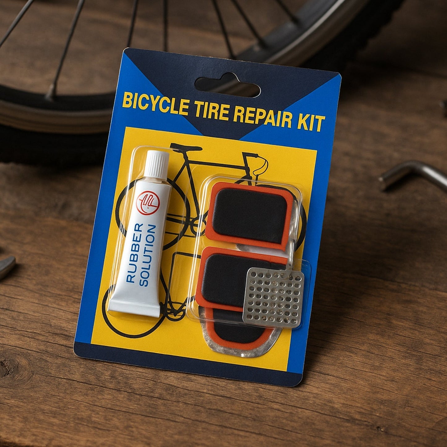 Bicycle Tire Repair Kit – Portable Puncture Repair Set with Adhesive (1 Set / Mix Design) Signature kart