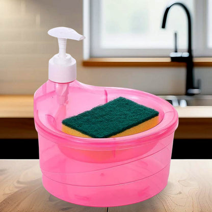 2 in 1 Double Layer Liquid Soap Dispenser with Pump and Sponge signaturekarts