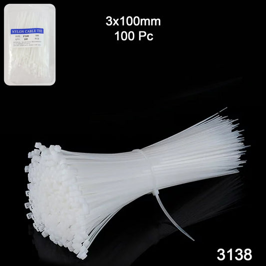 3×100 MM Nylon Self-Locking Cable Ties – Heavy Duty Zip Wire Tie (100 Pc) Your Brand