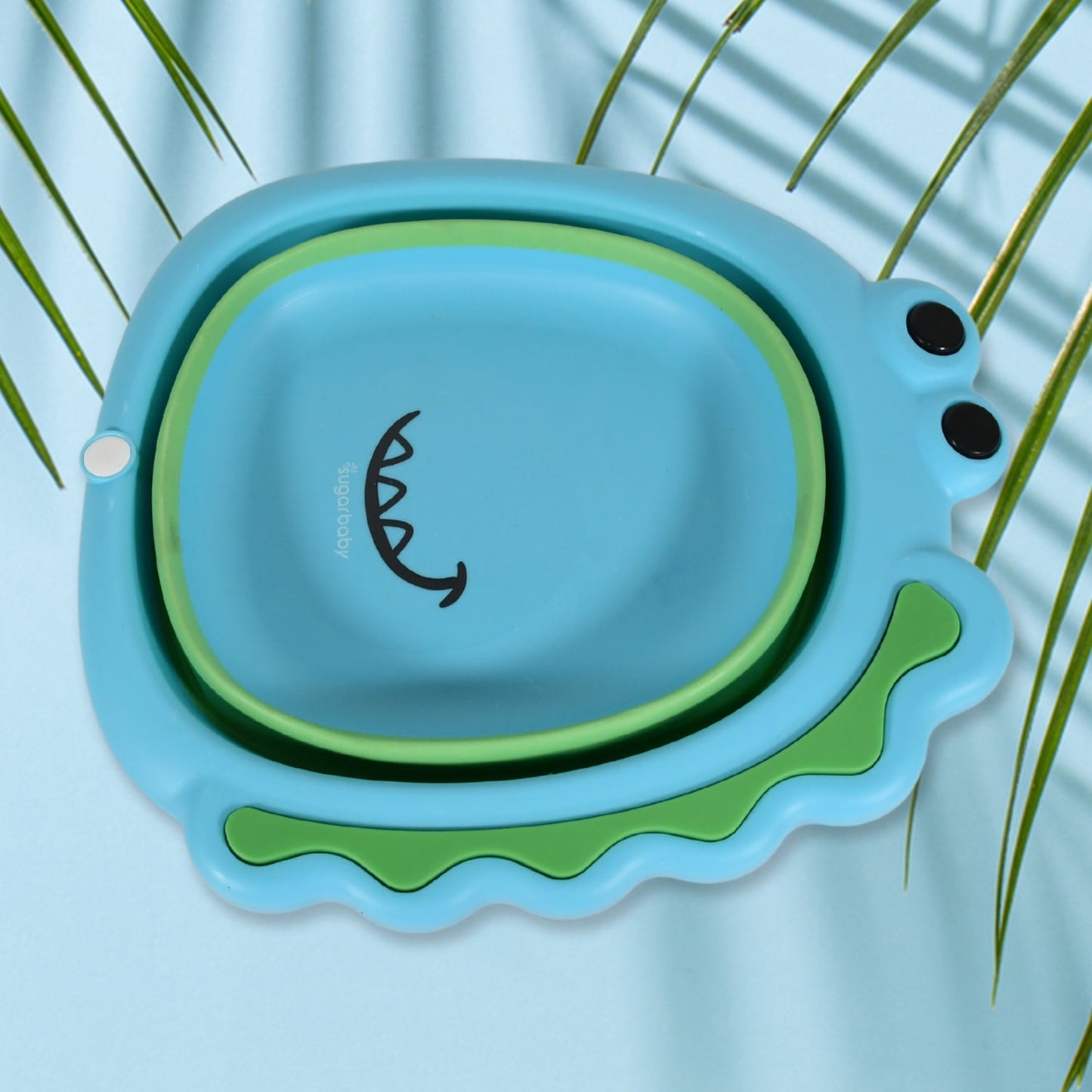 Frog Shape Foldable Baby Wash Basin – Space-Saving Face Washing Tub (33×31cm) signaturekarts