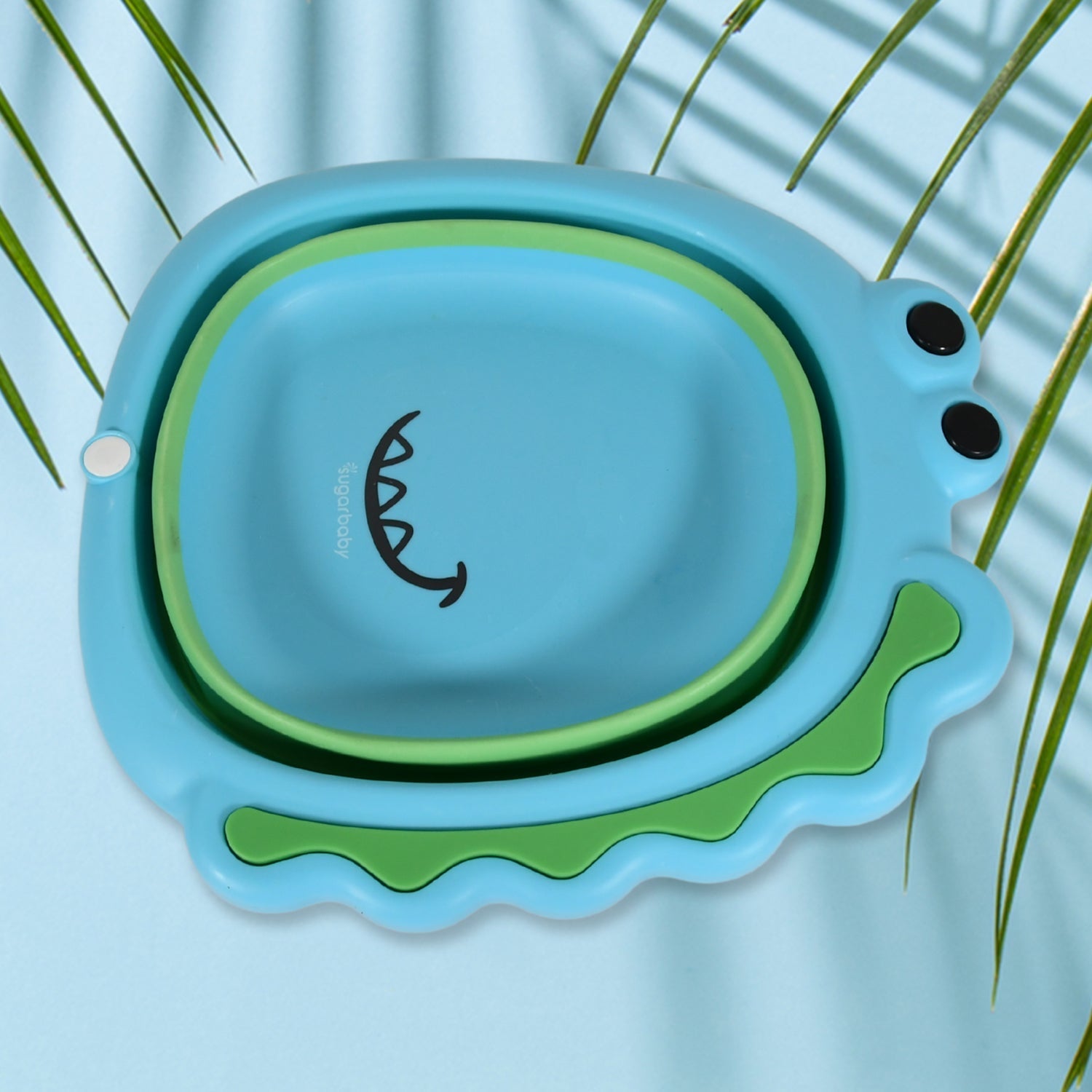Frog Shape Foldable Baby Wash Basin – Space-Saving Face Washing Tub (33×31cm) signaturekarts